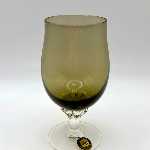 Sasaki Coronation Smoky Gray Footed Twisted Stem Juice Wine Glasses, set of 3 - Picture 2 of 5